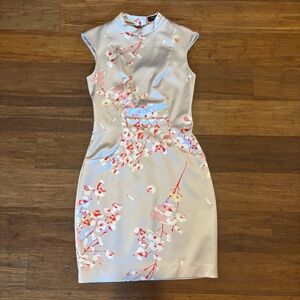 Marciano pink lined  satin floral mini dress 4